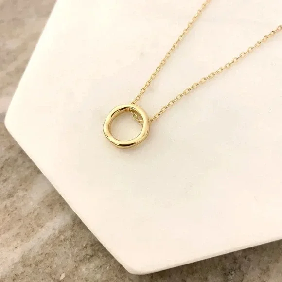 925 Sterling Silver Geometric Modern Round Circle Pendant Necklace - Picture 3 of 6